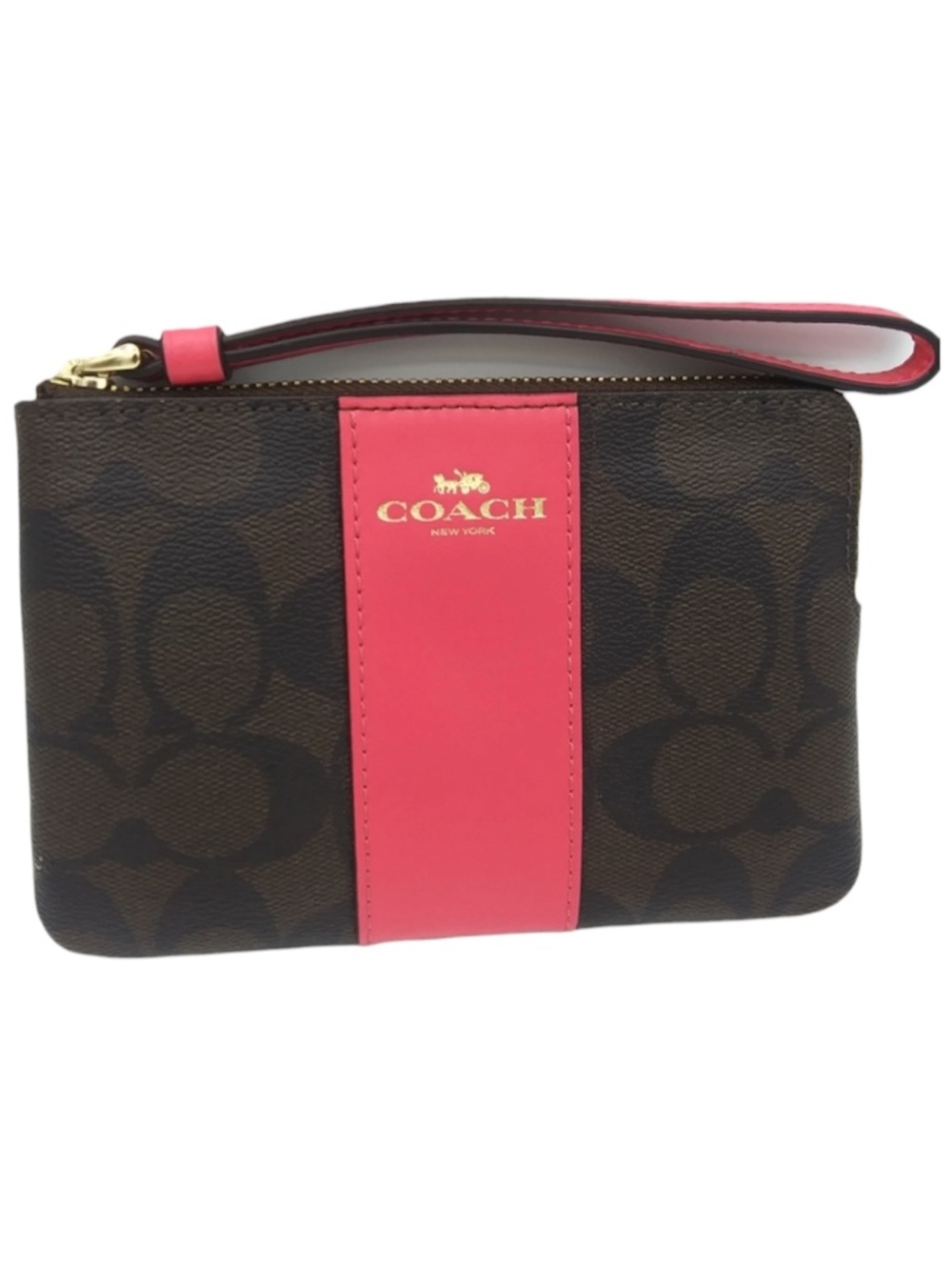 COACH authentic leather signature wristlet small- New